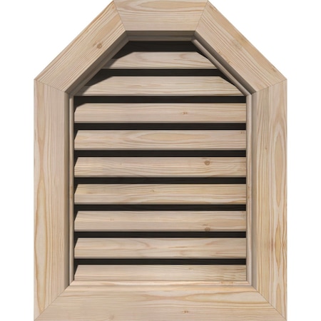 Octagonal Top Gable Vent Primed, Functional, Pine Gable Vent W/ Brick Mould Face Frame, 36W X 14H